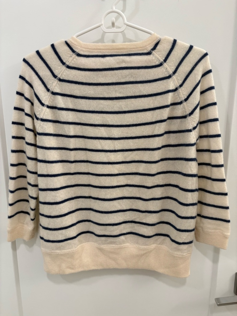 Jill Roberts Navy White Stripe Nautical 100% Cashmere Knit Sweater Size Medium - Picture 7 of 12